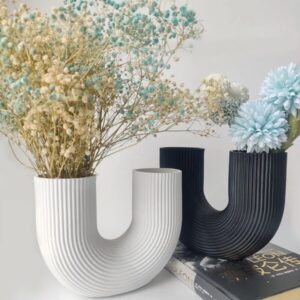 U vazo çizgili silikon kalıp 18 cm