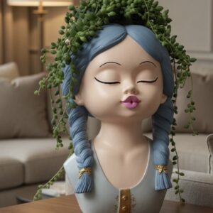Örgülü kız silikon kalıp saksı 23 cm