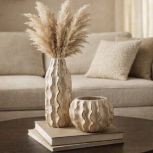 Dalgalı vazo uzun 28 cm silikon kalıp no2