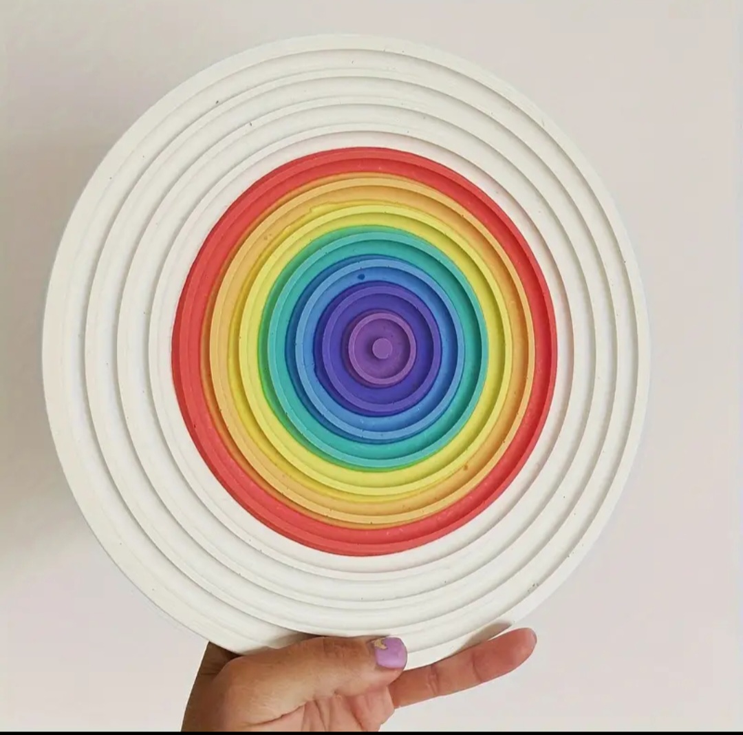 Çizgili yuvarlak tabak silikon kalıp24cm - Görsel 3