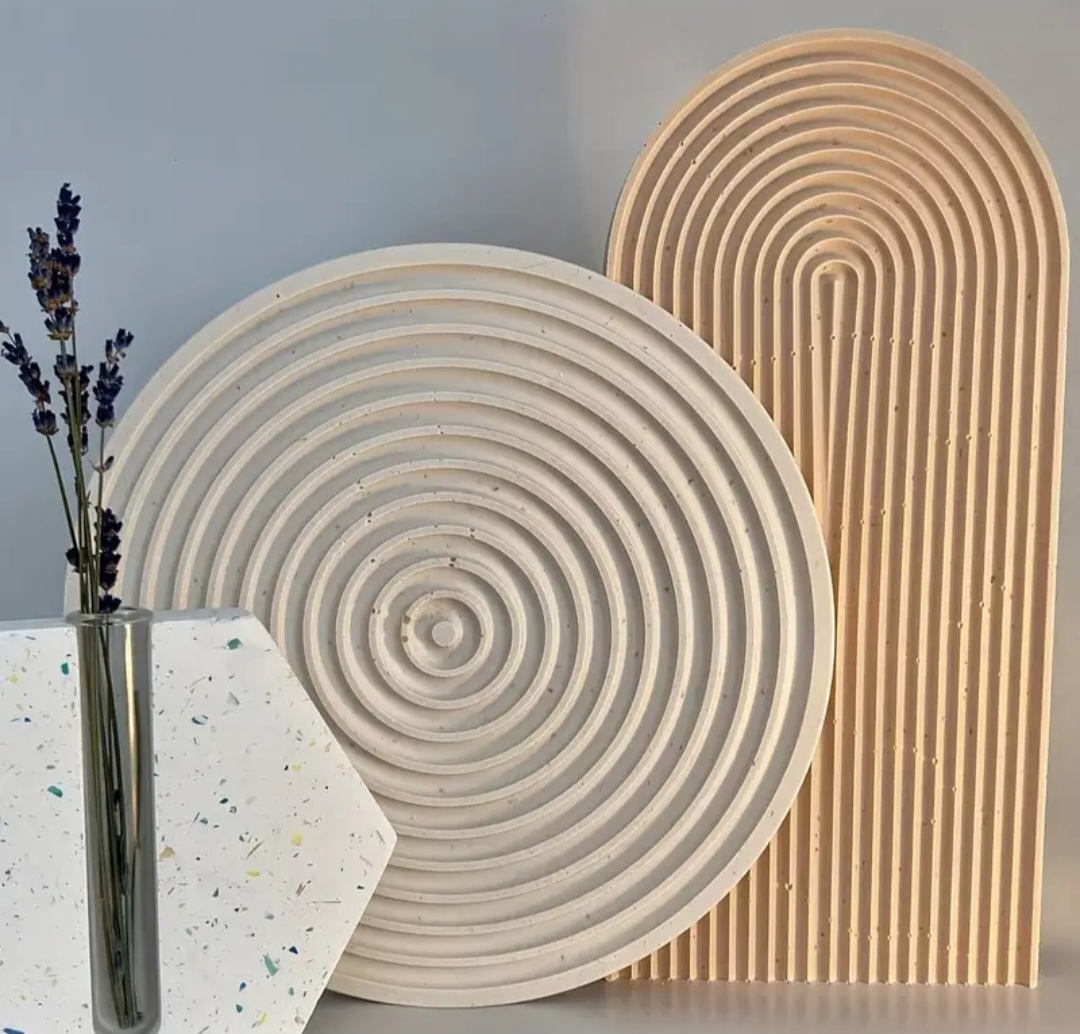 Çizgili yuvarlak tabak silikon kalıp24cm - Görsel 2