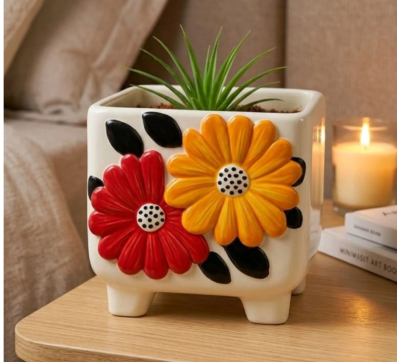 papatya desen saksı silikon kalıp 9 cm ayaklı