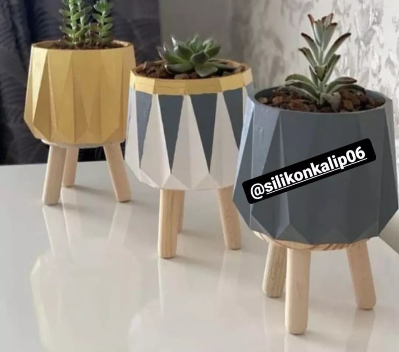 geometrik saksı silikon kalıp 13 cm