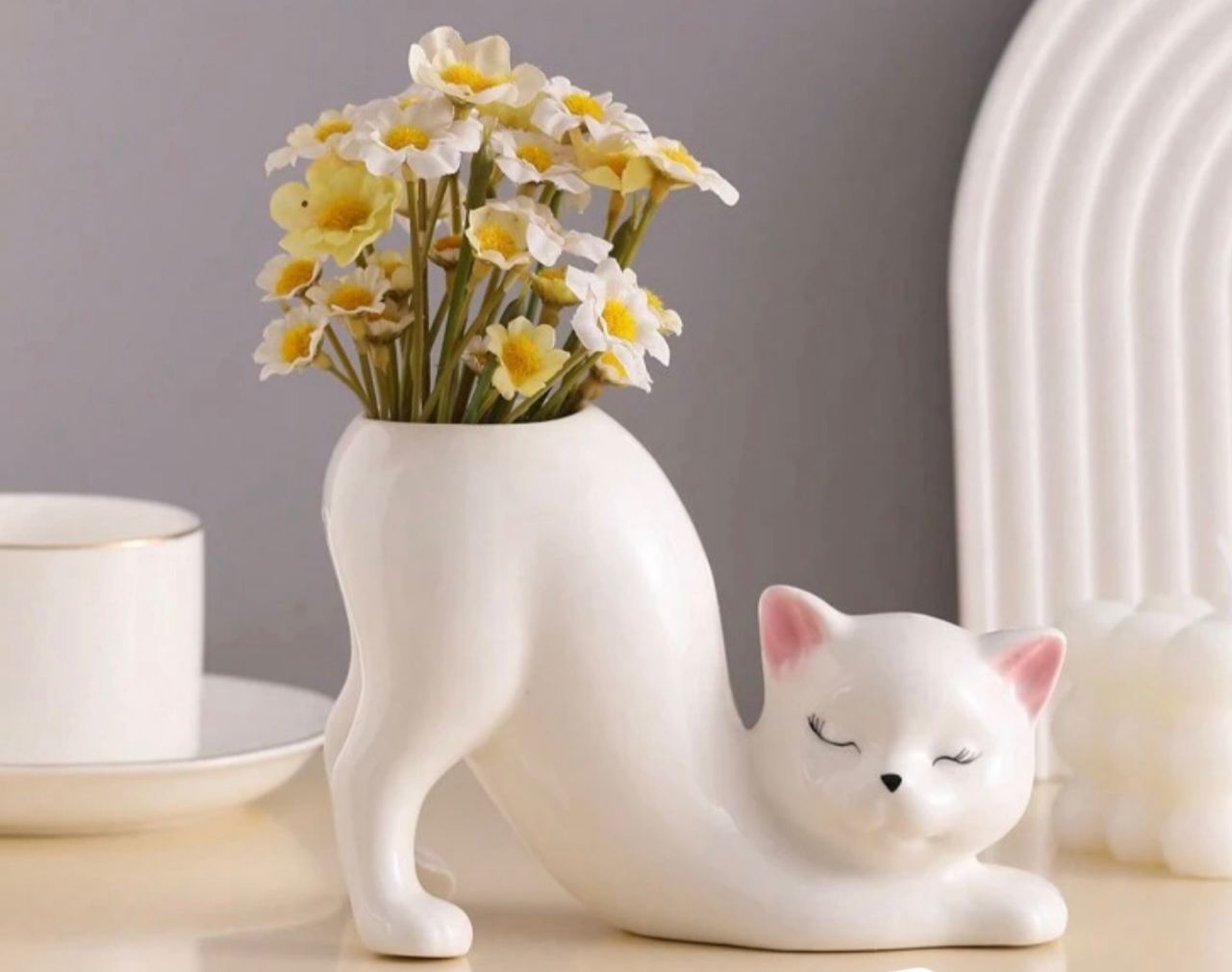 kedi saksı kalemlik 15 cm silikon kalıp