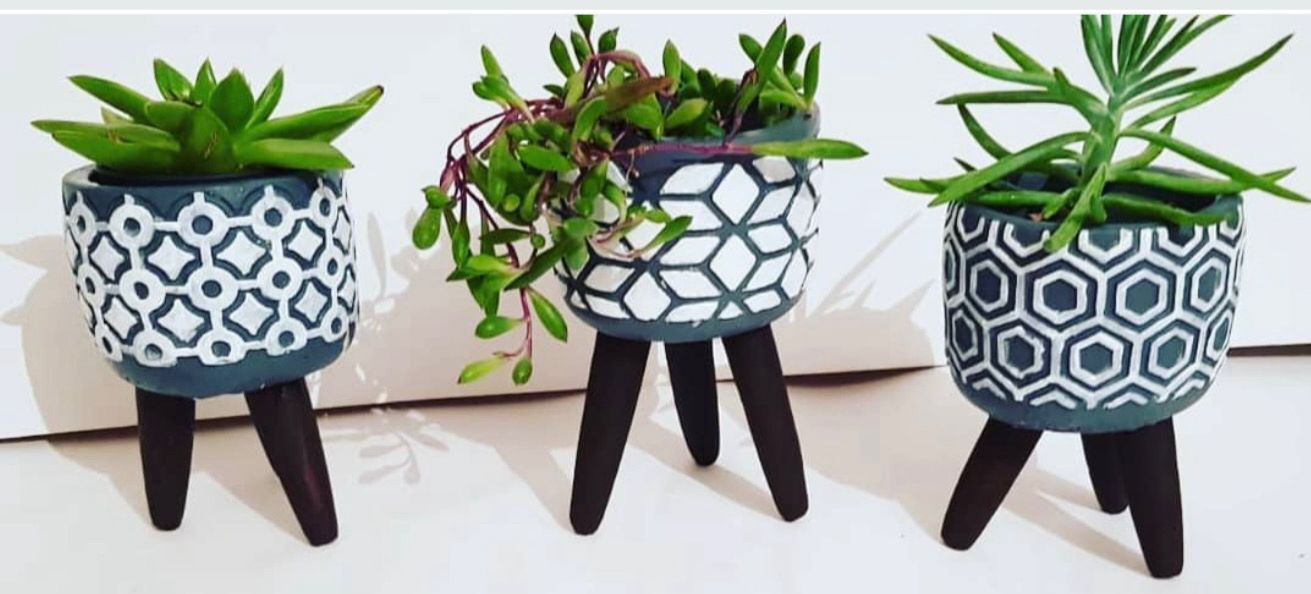 desenli saksı set 7 cm 3lü silikon kalıp