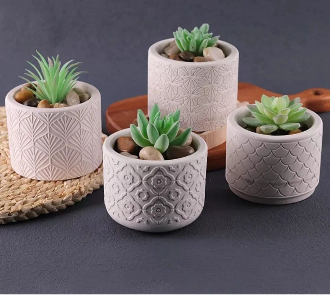 desenli saksı 8 cm 1 adet silikon kalıp