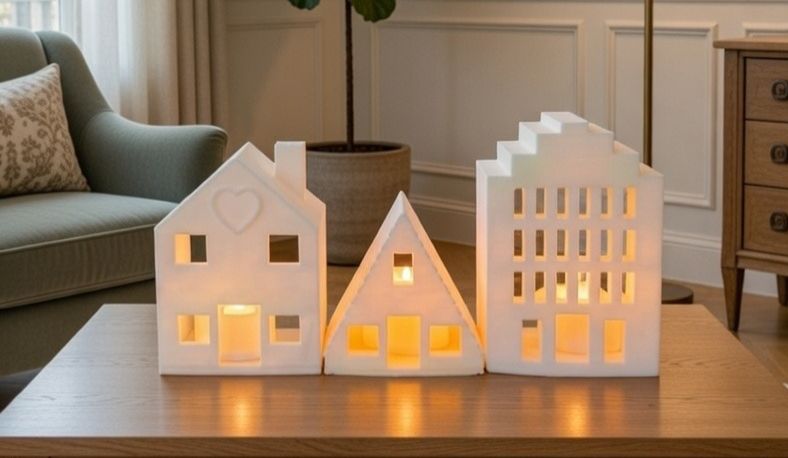ev 3lü mumluk silikon kalıp 12cm 9cm 13 cm
