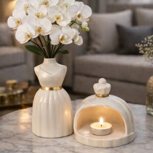 dekoratif vazo mumluk set silikon kalıp 2li 15 cm 9 cm