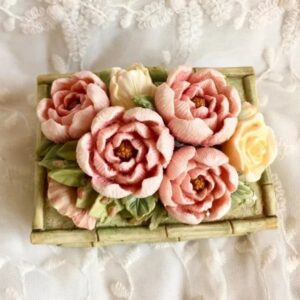 gül motifli kapaklı kutu silikon kalıp 6x7cm