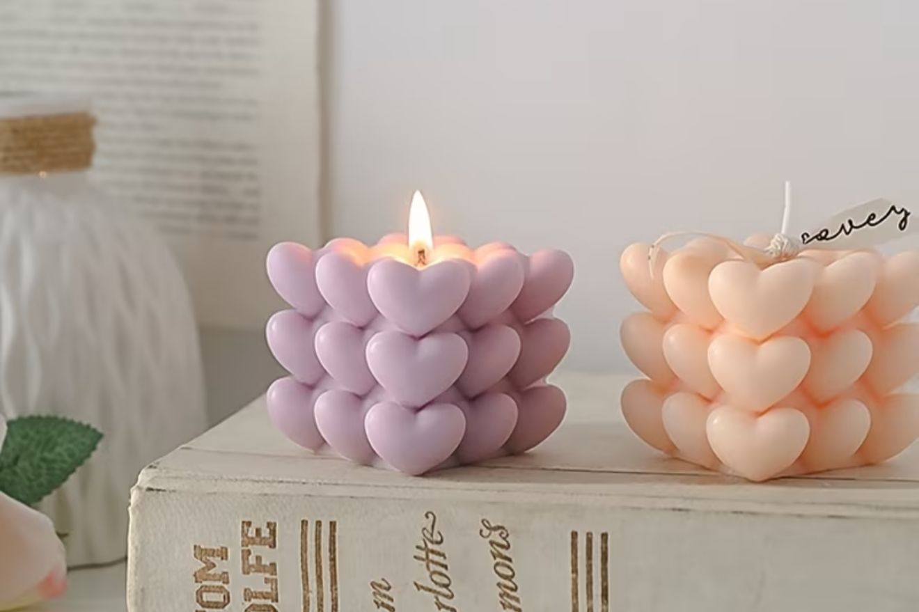 kalp şekilli mum 7 cm silikon kaalıp no55