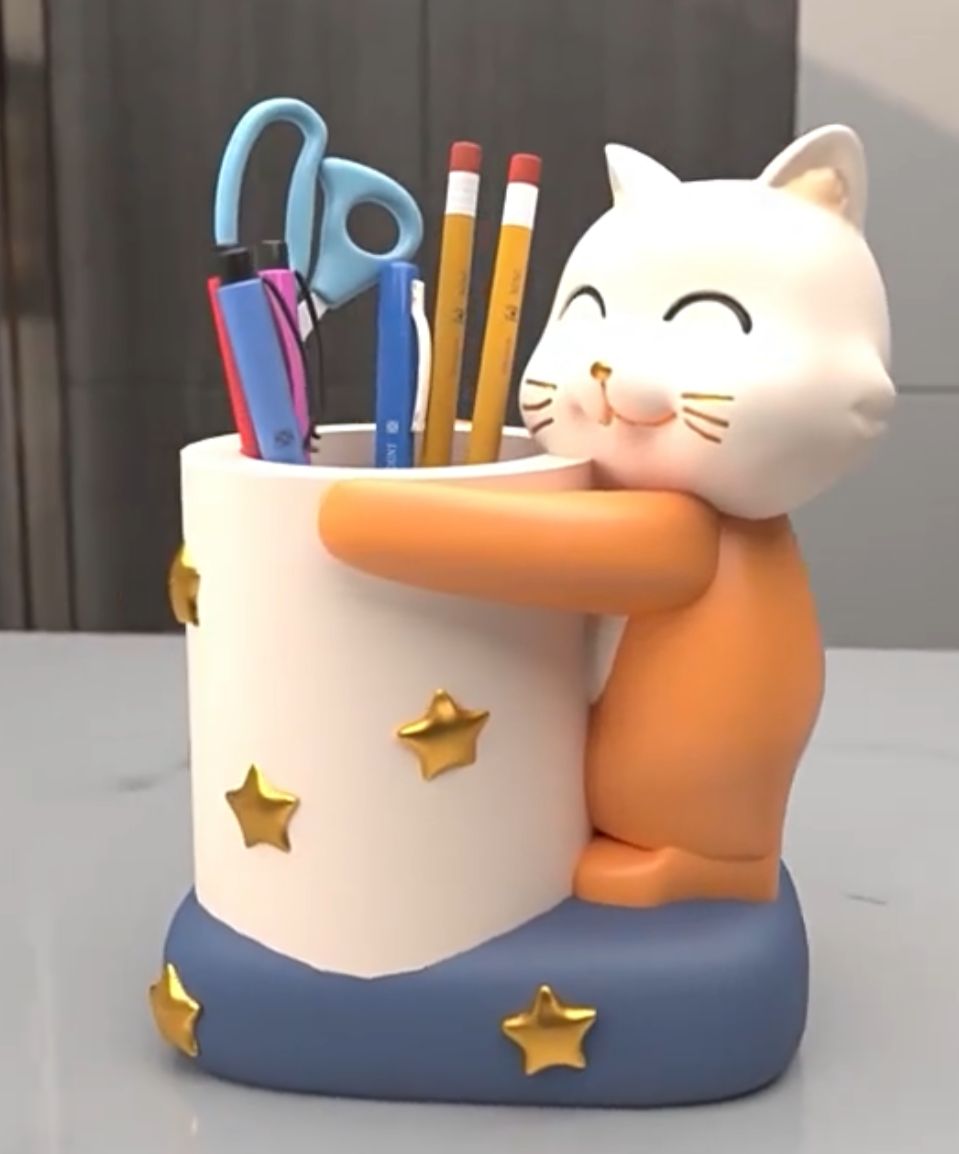 kedi kalemlik silikon kalıp 12 cm no44. - Görsel 2
