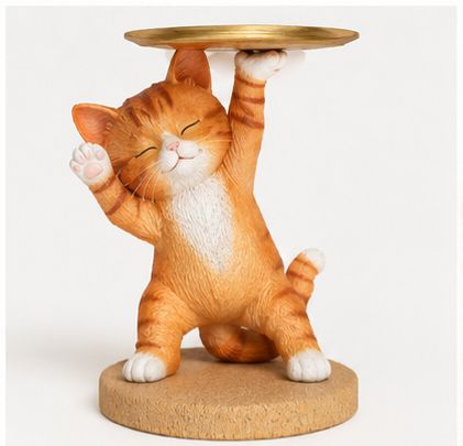 tepsili kedi neşeli biblo silikon kalıp 22 cm