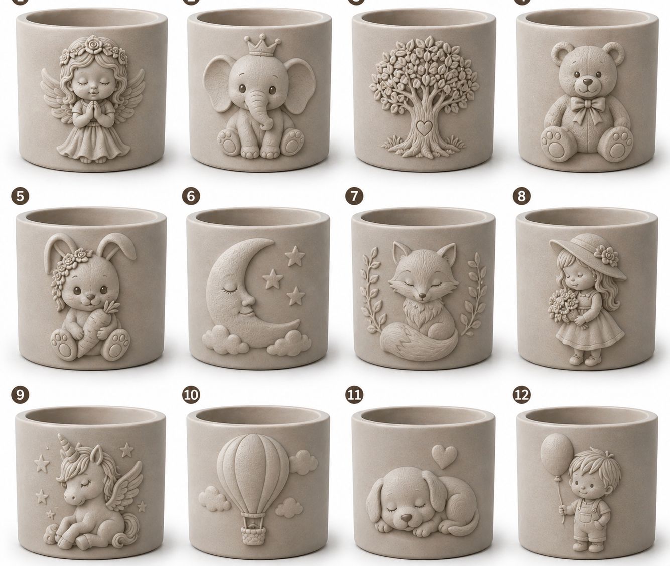 saksı kabartma desenli 7 cm silikon kalıp 1 adet