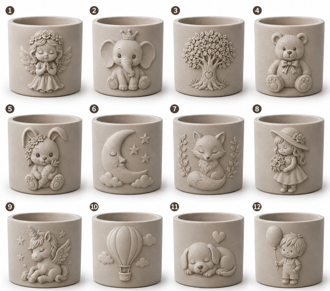 saksı kabartma desenli 7 cm silikon kalıp 1 adet - Görsel 2