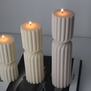 Blok çizgili 2 li mum silikon kalip - Görsel 2