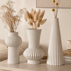 iskandinav çizgili vazo set 3lü silikon kalıp no99