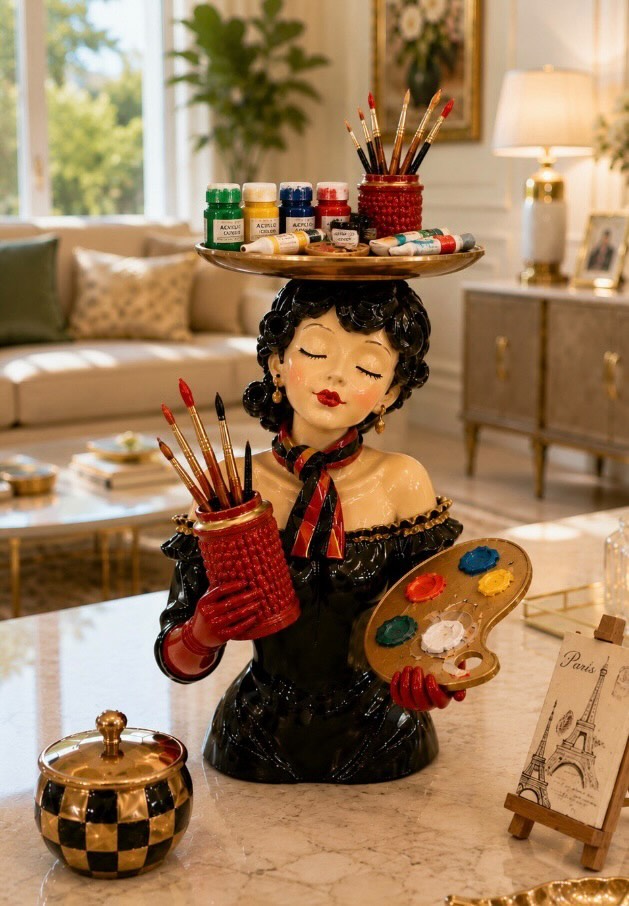 ressam kız tepsili model silikon kalıp 24 cm