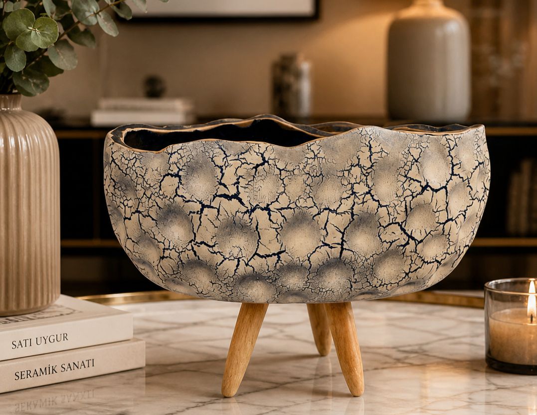 oval desenli saksı silikon kalıp no77