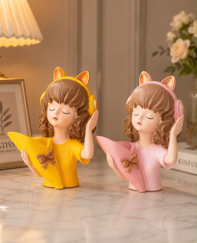 buket tutan kulaklık detay vazo kız silikon kalıp-24cm