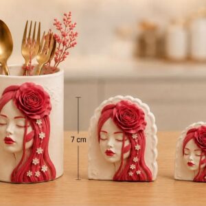 kırmızı saçlı kız kaşıklık ve 2 li magnet silikon kalıp 13 cm 7 cm 5 cm
