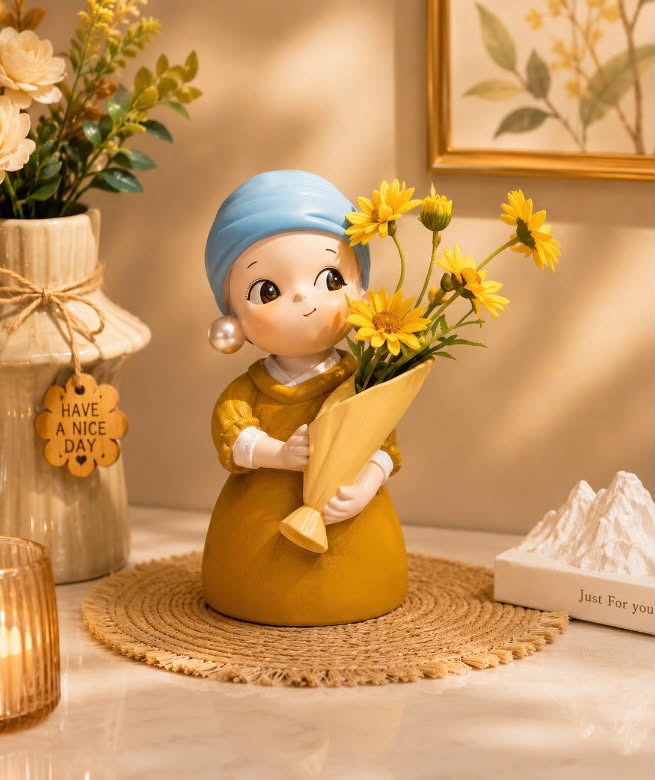 inci küpeli kız buketli silikon kalıp 22 cm