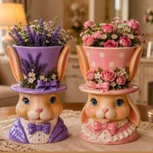 tavşan saksı set 2li silikon kalıp 15 cm