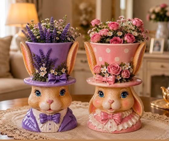 tavşan saksı set 2li silikon kalıp 15 cm