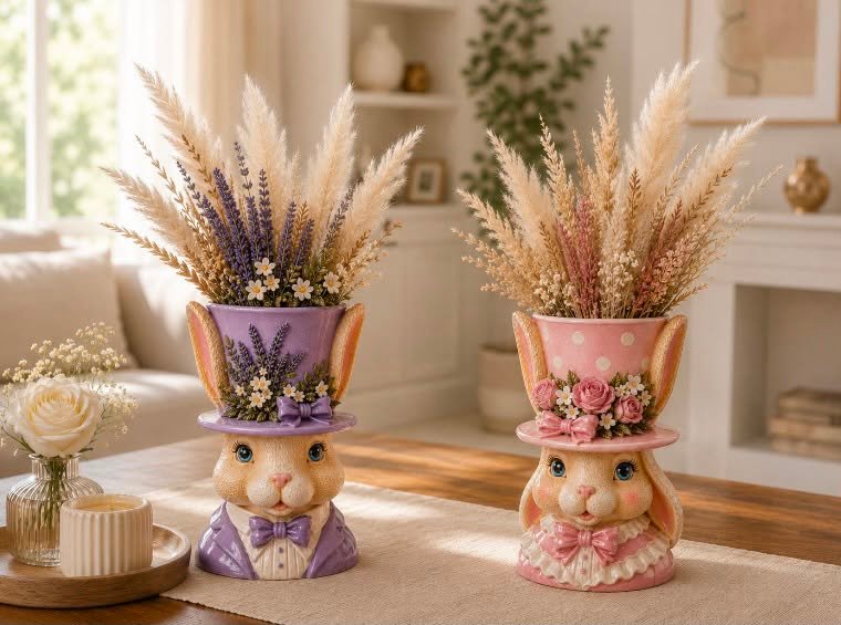 tavşan saksı set 2li silikon kalıp 15 cm - Görsel 2