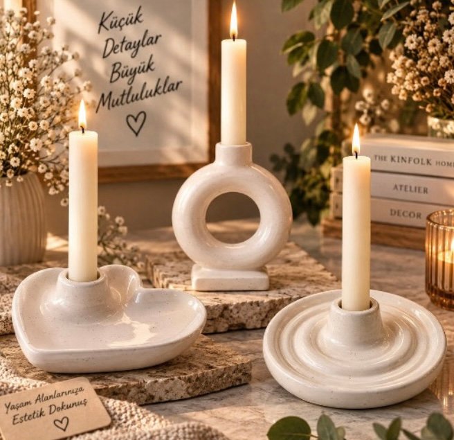 şamdan mumluk 3 lü set silikon kalıp