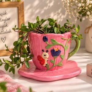 fincan saksı silikon kalıp 12x14 cm