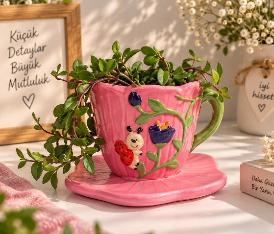 fincan saksı silikon kalıp 12x14 cm