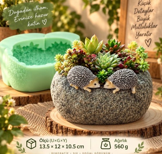 kirpi saksı silikon kalıp
