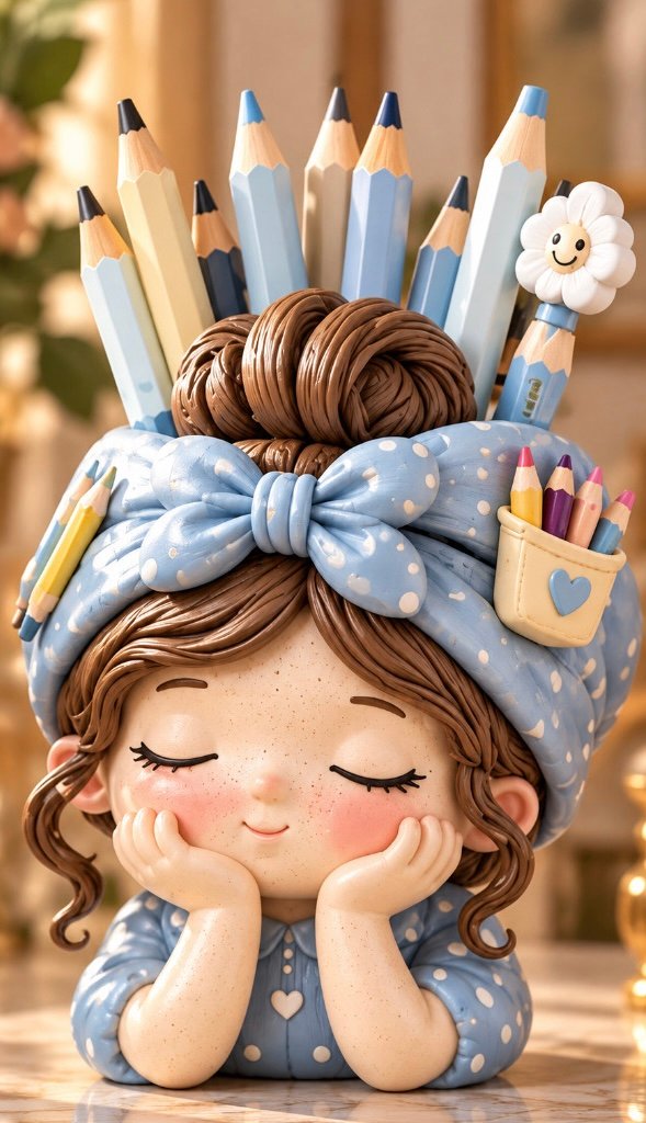 şirin kız kalemlik silikon kalıp 12 cm 1 adet