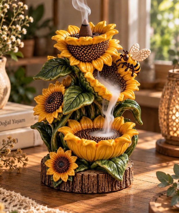 ayçiçeği-tütsülük silikon kalıp 18 cm - Görsel 2
