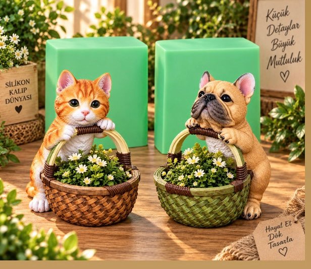 sepetli kedi köpek silikon kalıp 20x18 cm