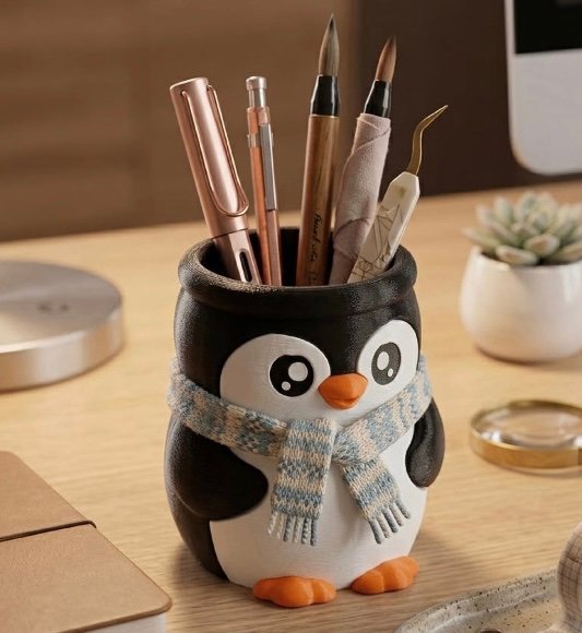 penguen kalemlik 12 cm silikon kalıp