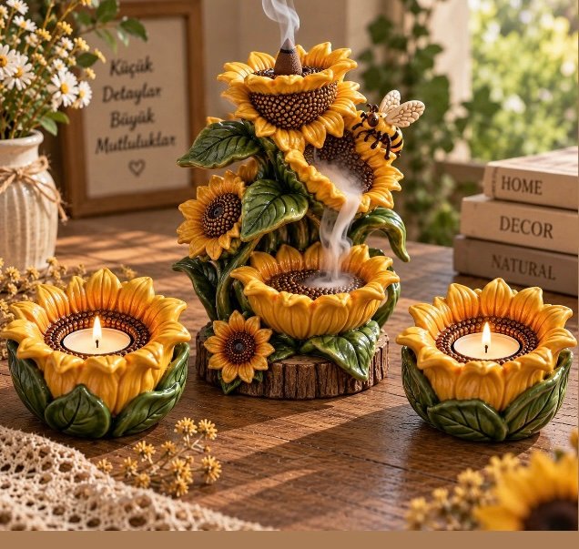 ayçiçeği-tütsülük silikon kalıp 18 cm