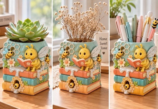 arı kalemlik saksı silikon kalıp 12 cm