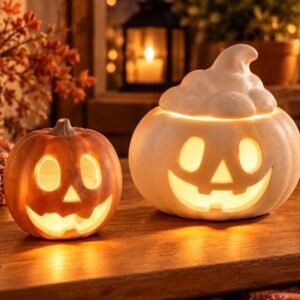 hallowen balkabağı 2li mumluk 12 cm 8 cm