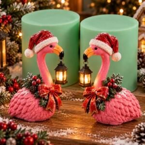 Flamingo Fenerli yılbaşı biblo silikon kalıp 20 cm