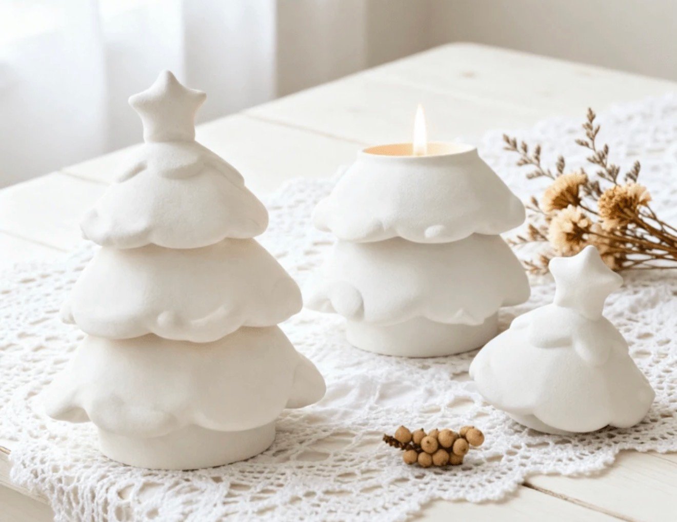 çam ağacı mumluk silikon kalıp 15 cm - Görsel 2
