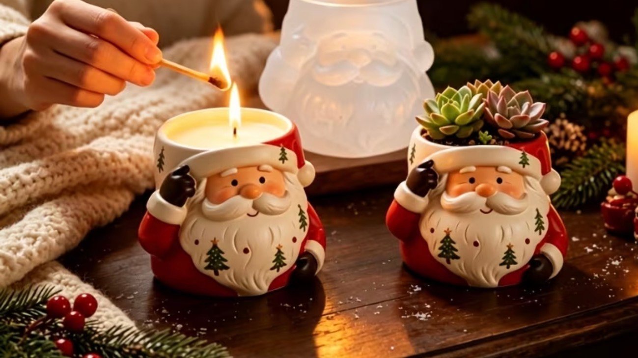 noel baba mumluk saksı silikon kalıp 9 cm