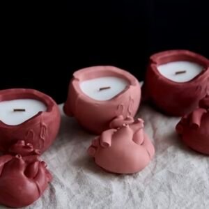 kalp kapaklı mumluk silikon kalıp