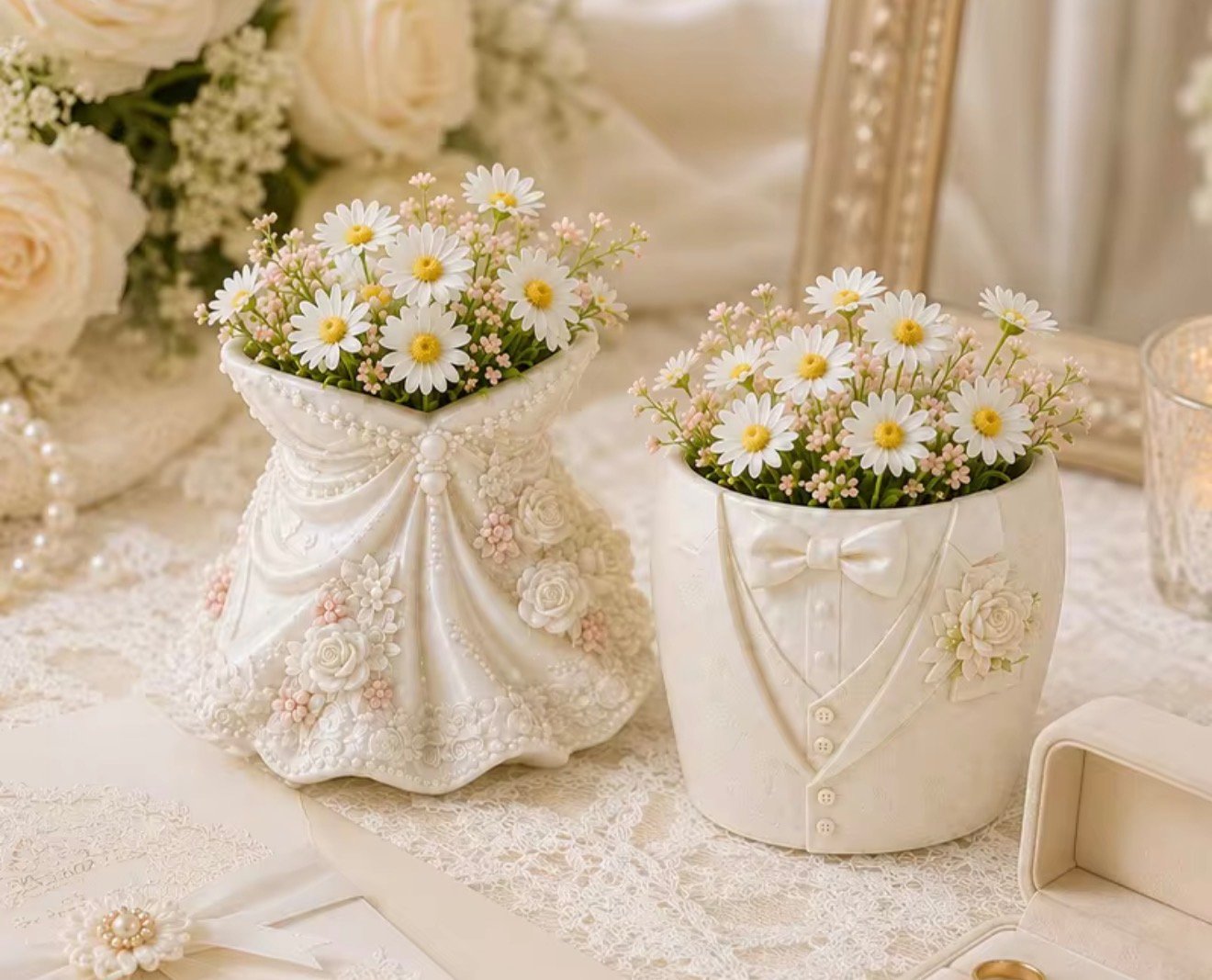 gelin damat saksı silikon kalıp
